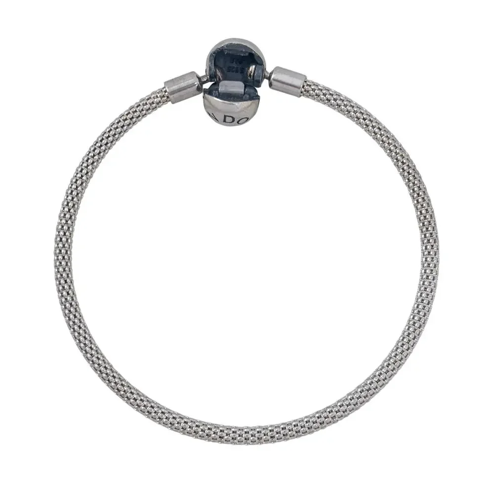 Vintage Pandora Sterling Silver 925 Mesh Round Clasp Bangle 6.5